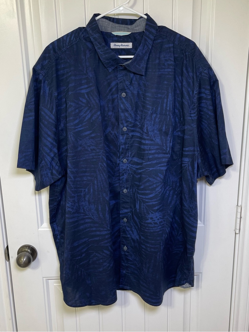 Tommy Bahama Men’s XXXL Deep Navy Palm-Print Short Sleeve Button-Down Shirt